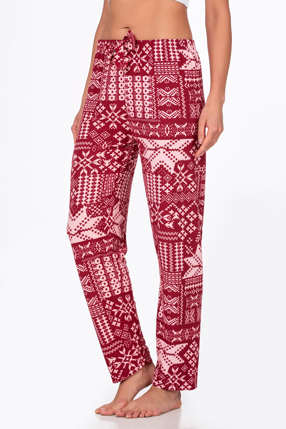 Kadın Süet Kış Desenli Pijama Tek Alt