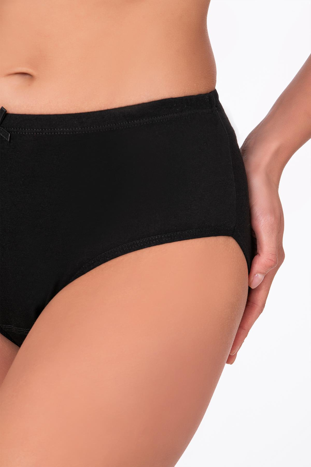 Kadın Yüksek Bel Pamuklu Ribana Slip Külot 3lü Paket – Esnek & Rahat | Siyah K0305