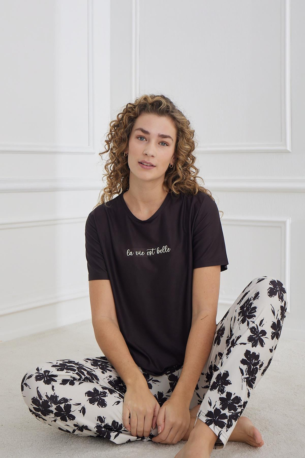 Marla Kadın  Bisiklet Yaka Pijama Takım | 30102-1166