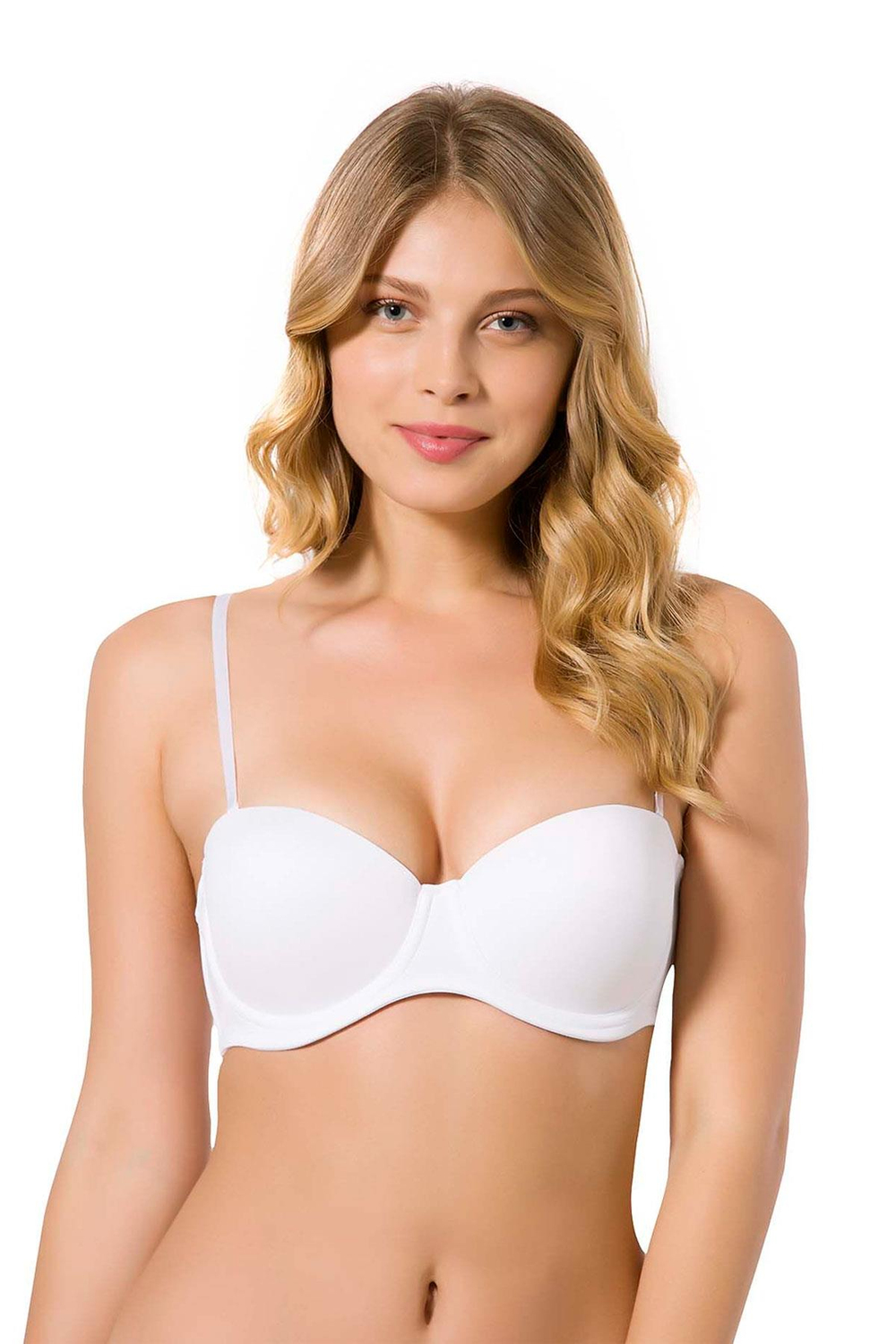 Micro Kaplı Silikonlu Destekli Straplez Sütyen Beyaz | 7030