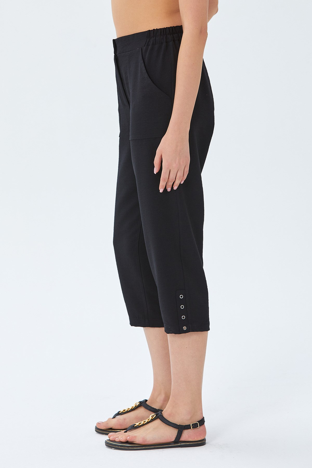 Beli Çıtçıtlı Paçası Kuşgozu Detaylı Pantolon 026-3509