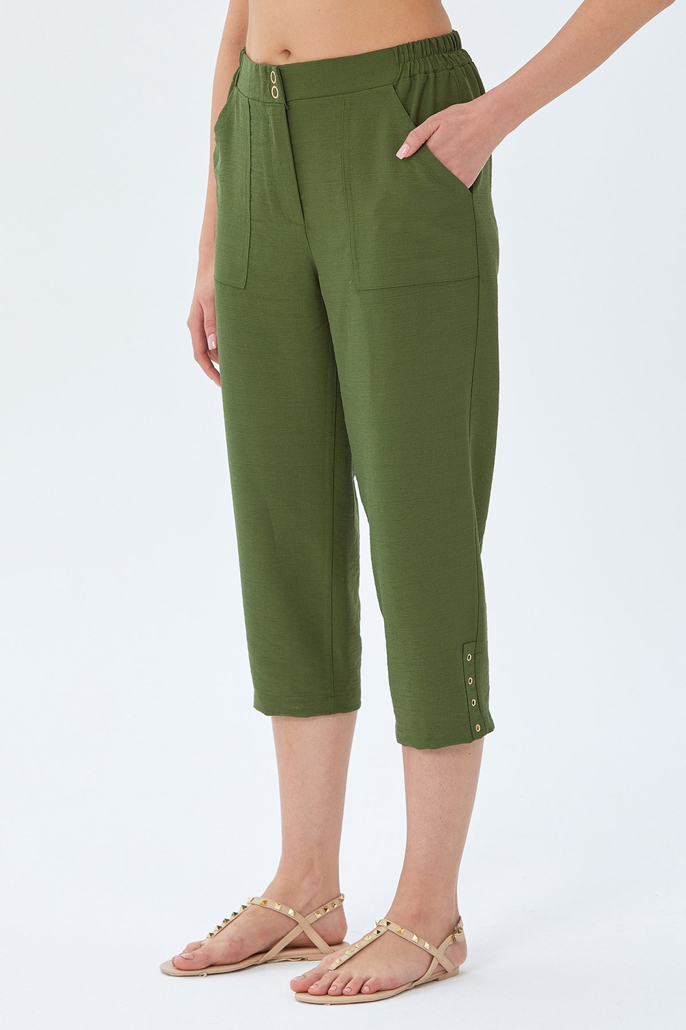 Beli Çıtçıtlı Paçası Kuşgozu Detaylı Pantolon 026-3509