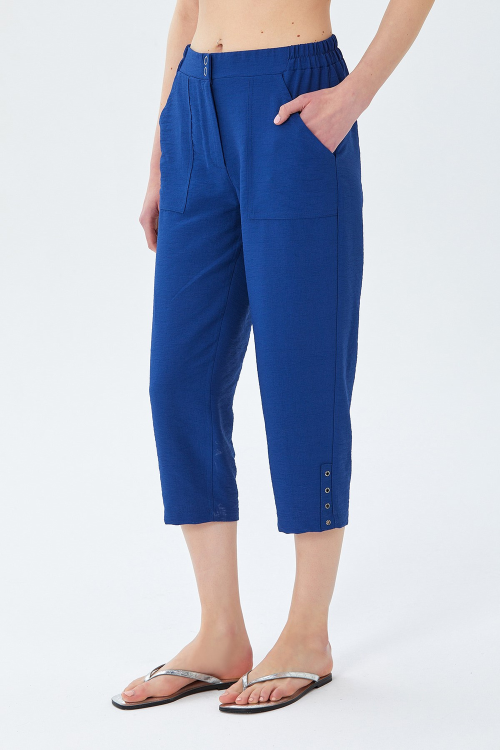 Beli Çıtçıtlı Paçası Kuşgozu Detaylı Pantolon 026-3509