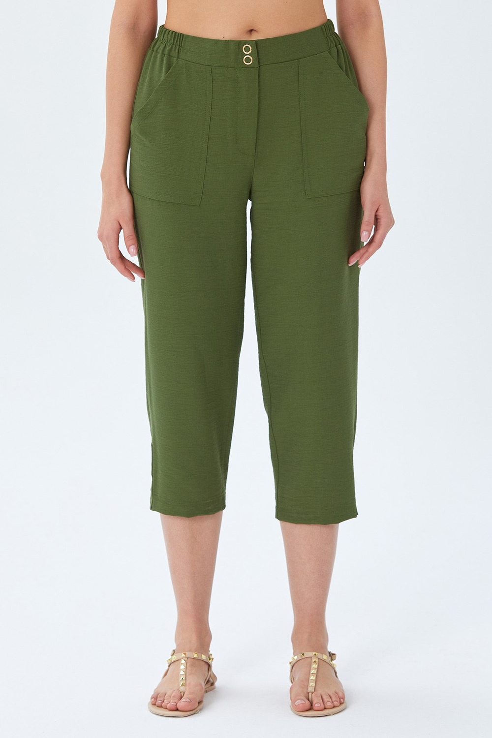 Beli Çıtçıtlı Paçası Kuşgozu Detaylı Pantolon 026-3509
