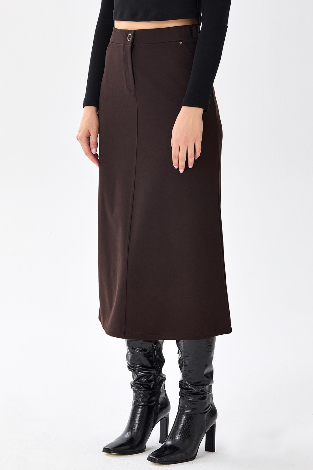 Beli Lastikli Cep Detaylı Etek 256-2012