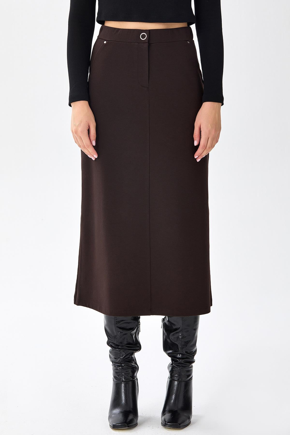 Beli Lastikli Cep Detaylı Etek 256-2012