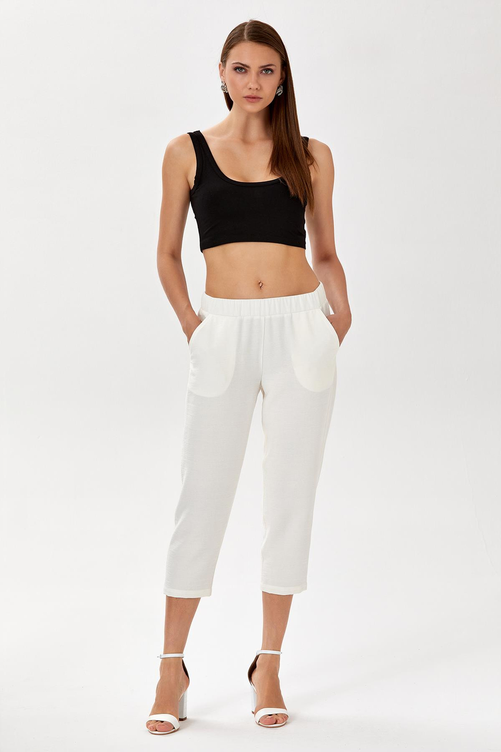 Beli Lastikli Cepli Capri Pantolon 024-3507