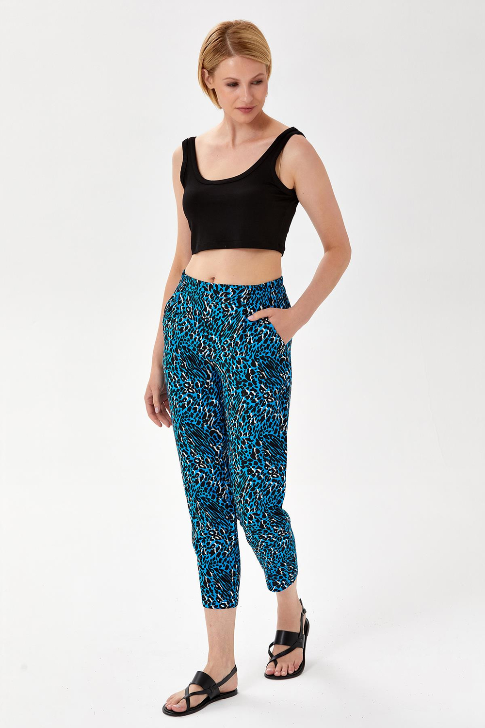 Beli Lastikli Cepli Desenli Pantolon 024-3509