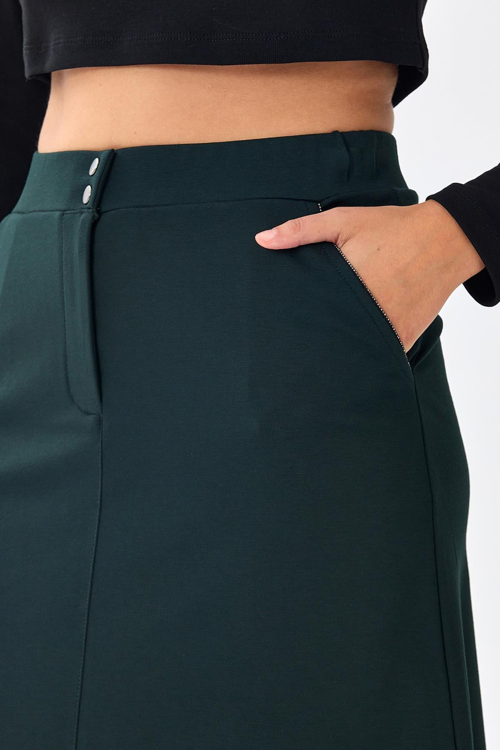 Beli Lastikli Çıtçıtlı Cep Detaylı Etek 256-2011