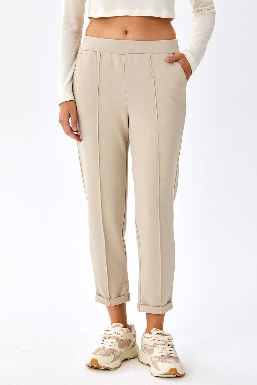 Beli Lastikli Duble Paça Cepli Pantolon 256-2101