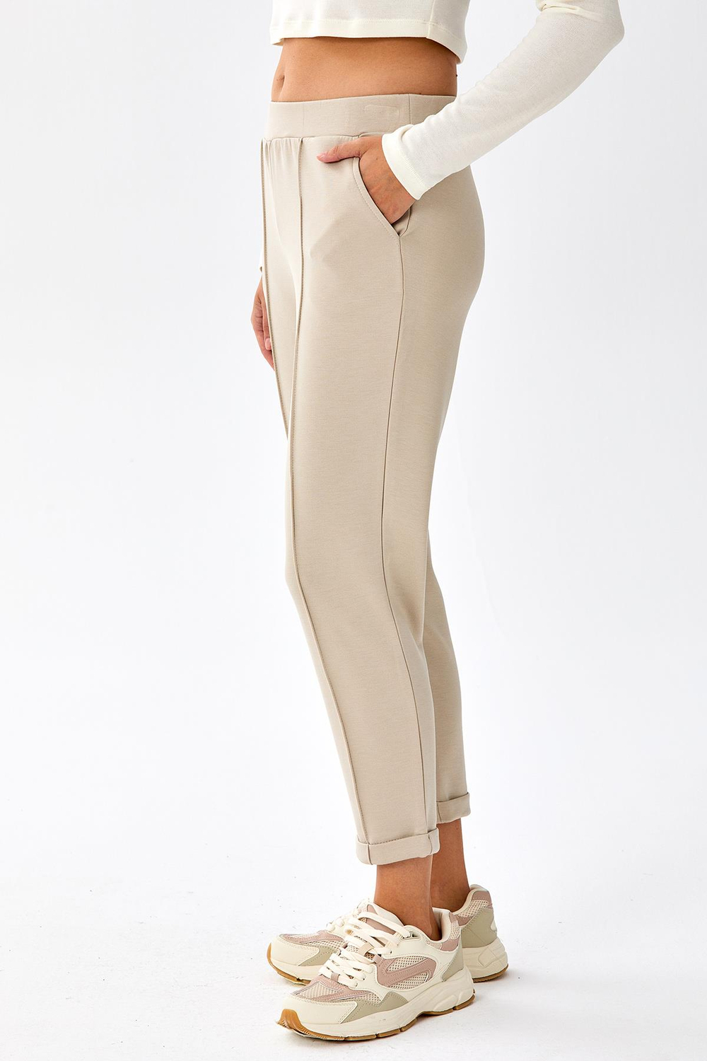Beli Lastikli Duble Paça Cepli Pantolon 256-2101