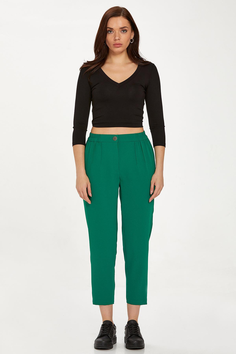 Beli Lastikli Düğmeli Pantolon 234-3501