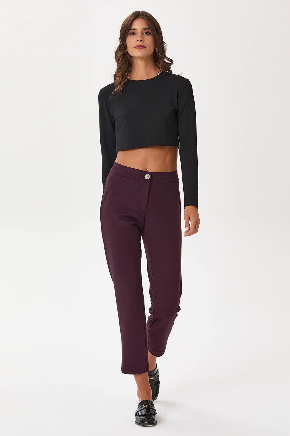 Beli Lastikli ve Düğmeli Pantolon 245-2025