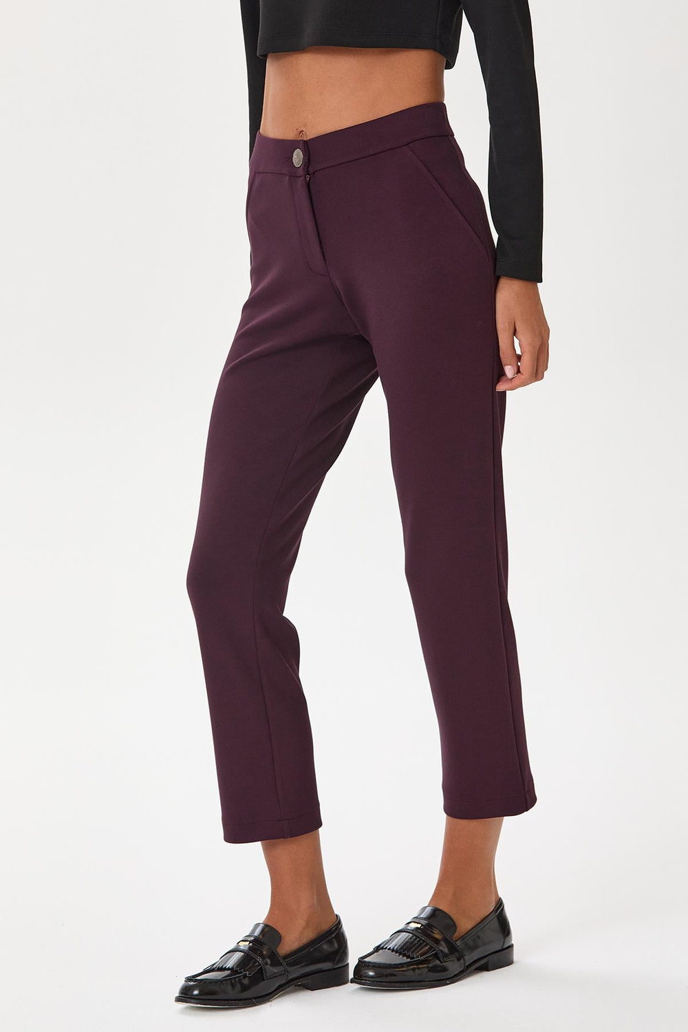 Beli Lastikli ve Düğmeli Pantolon 245-2025