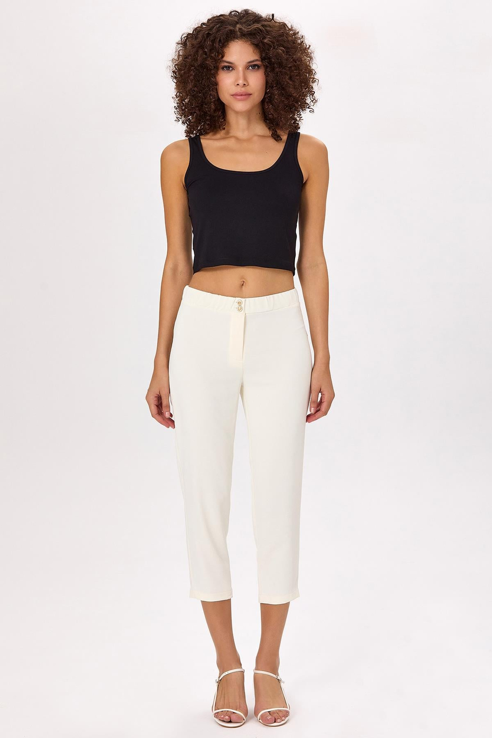 Beli Lastikli ve Düğmeli Pantolon 025-3515