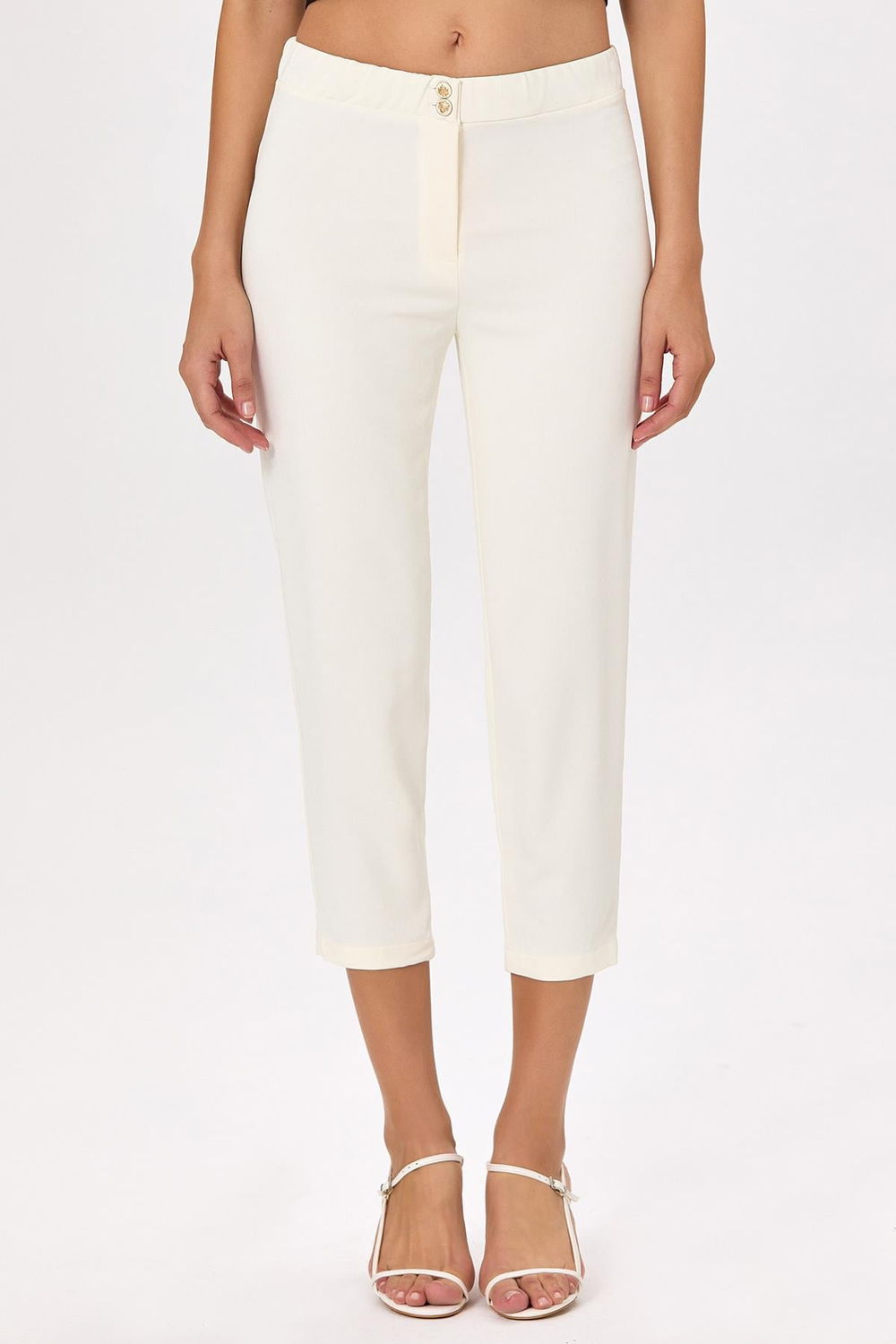 Beli Lastikli ve Düğmeli Pantolon 025-3515