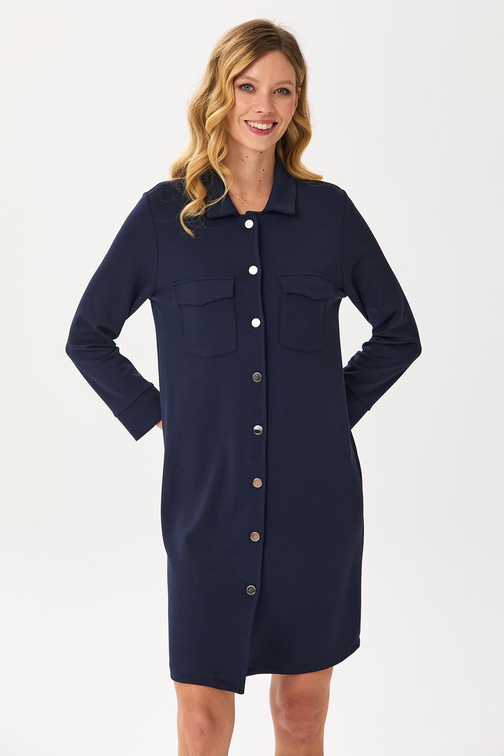 Polo Yaka Önü Çıtçıtlı Cepli Elbise 245-2501