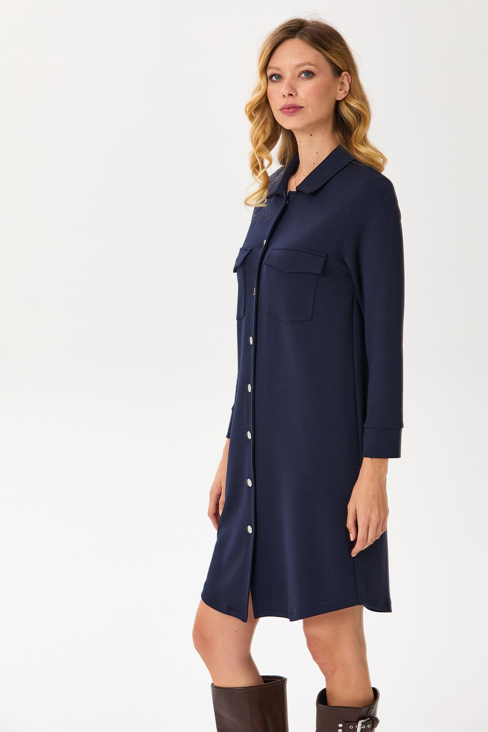 Polo Yaka Önü Çıtçıtlı Cepli Elbise 245-2501