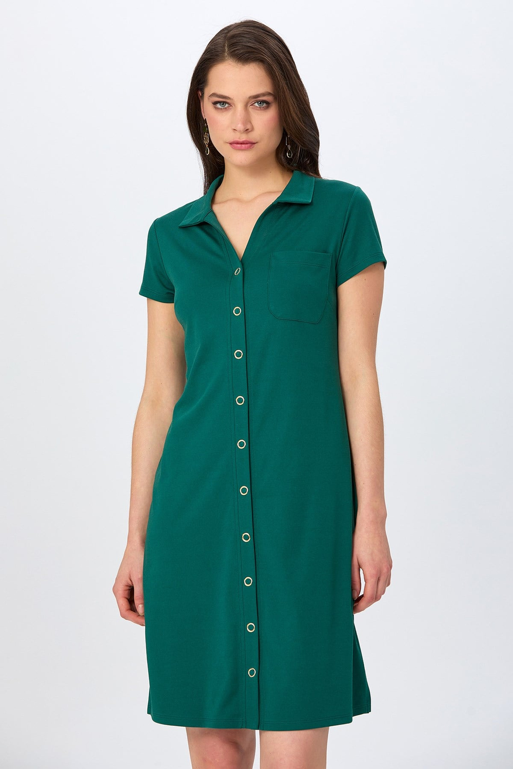 Polo Yaka Önü Çıtçıtlı Elbise 026-2507
