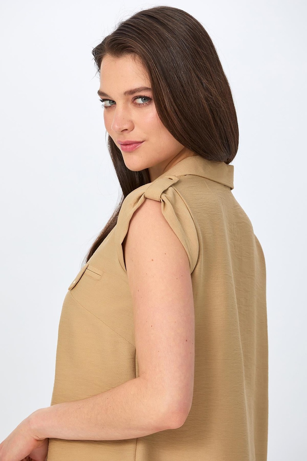 Polo Yaka Önü Çıtçıtlı Kolu Apoletli Elbise 026-4003