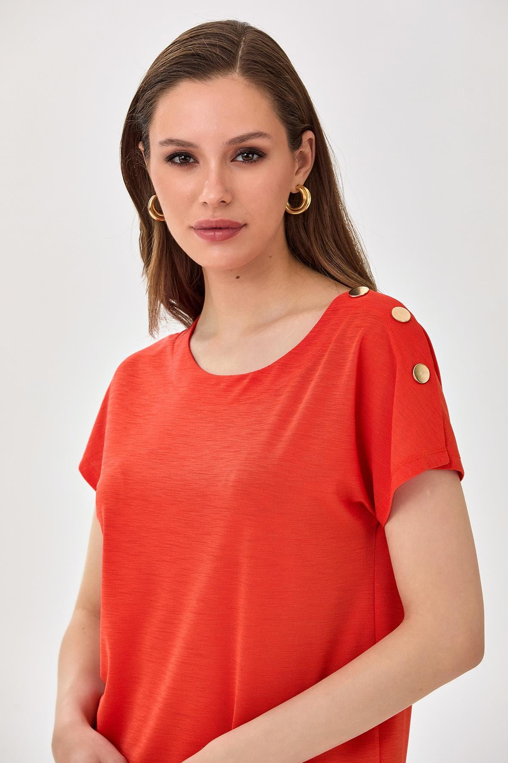 Tek Omuzu Çıtçıt Detaylı Düşük Kol Bluz 025-1045