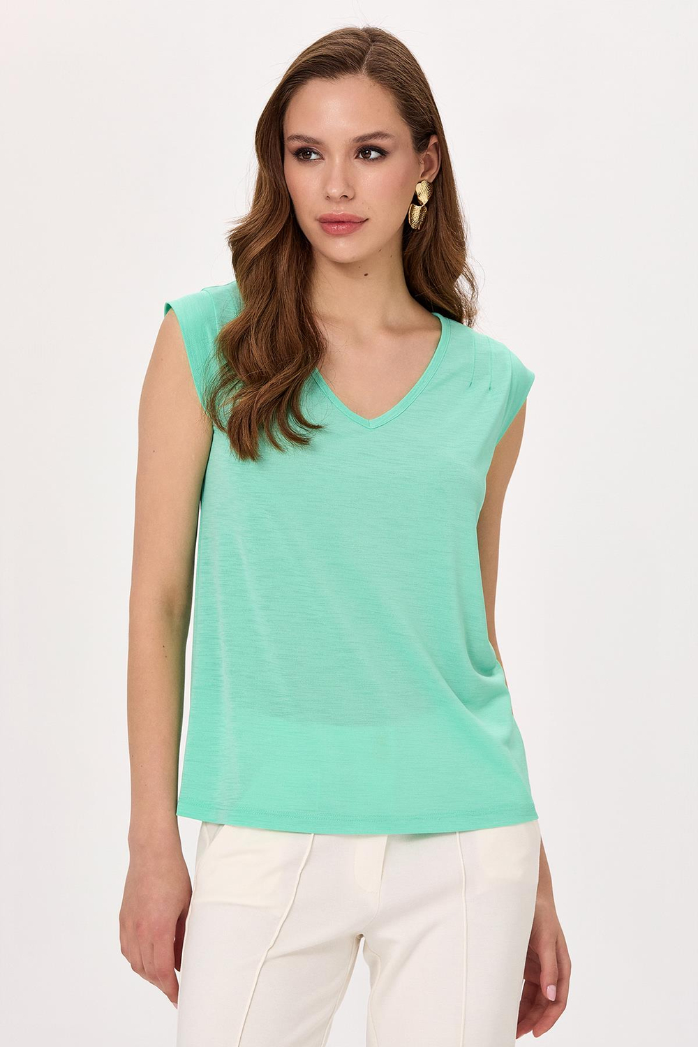 V Yaka Mini Kol Bluz 025-1034