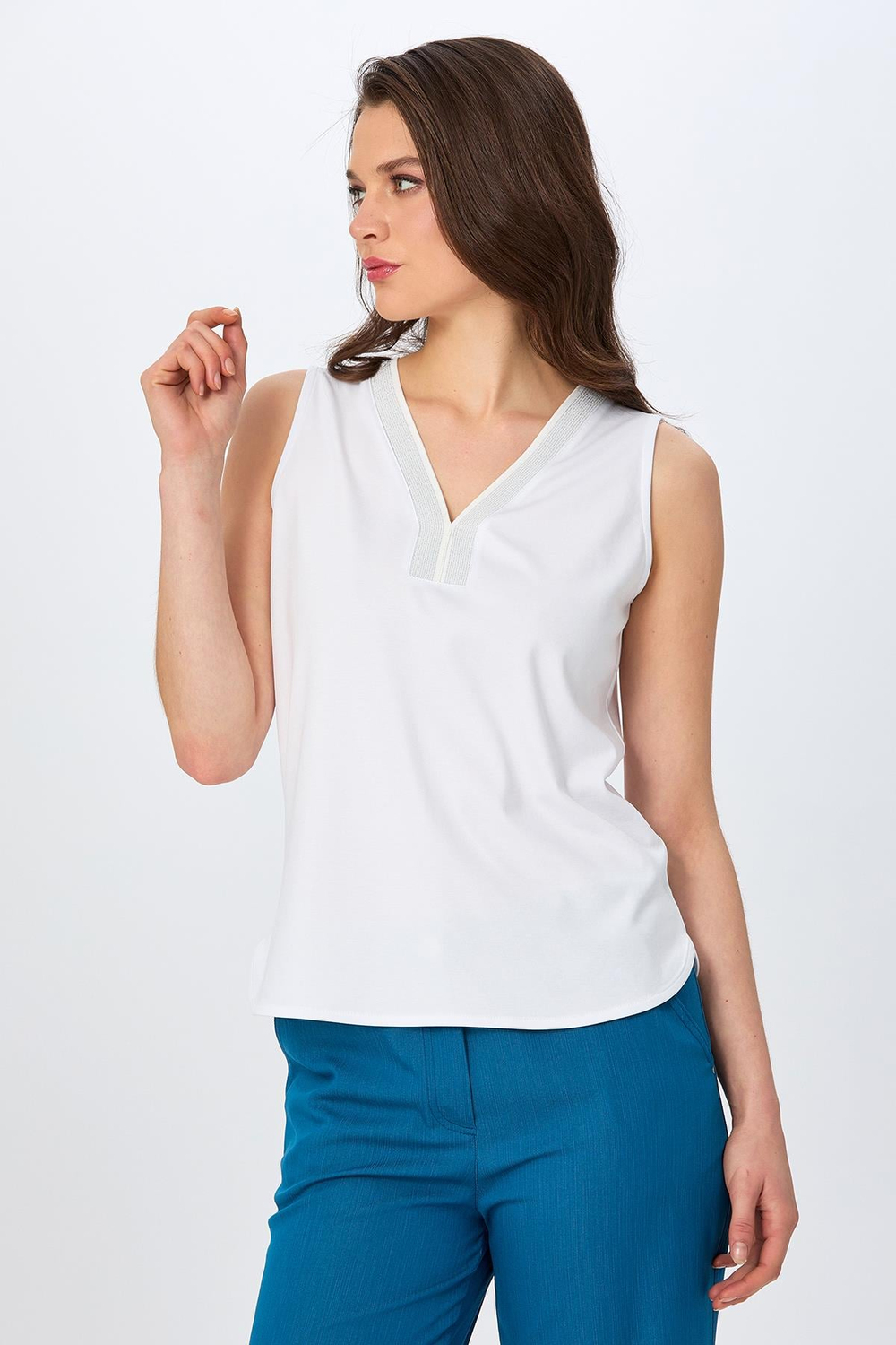 Yakası Sim Şeritli Kolsuz Bluz 026-1028