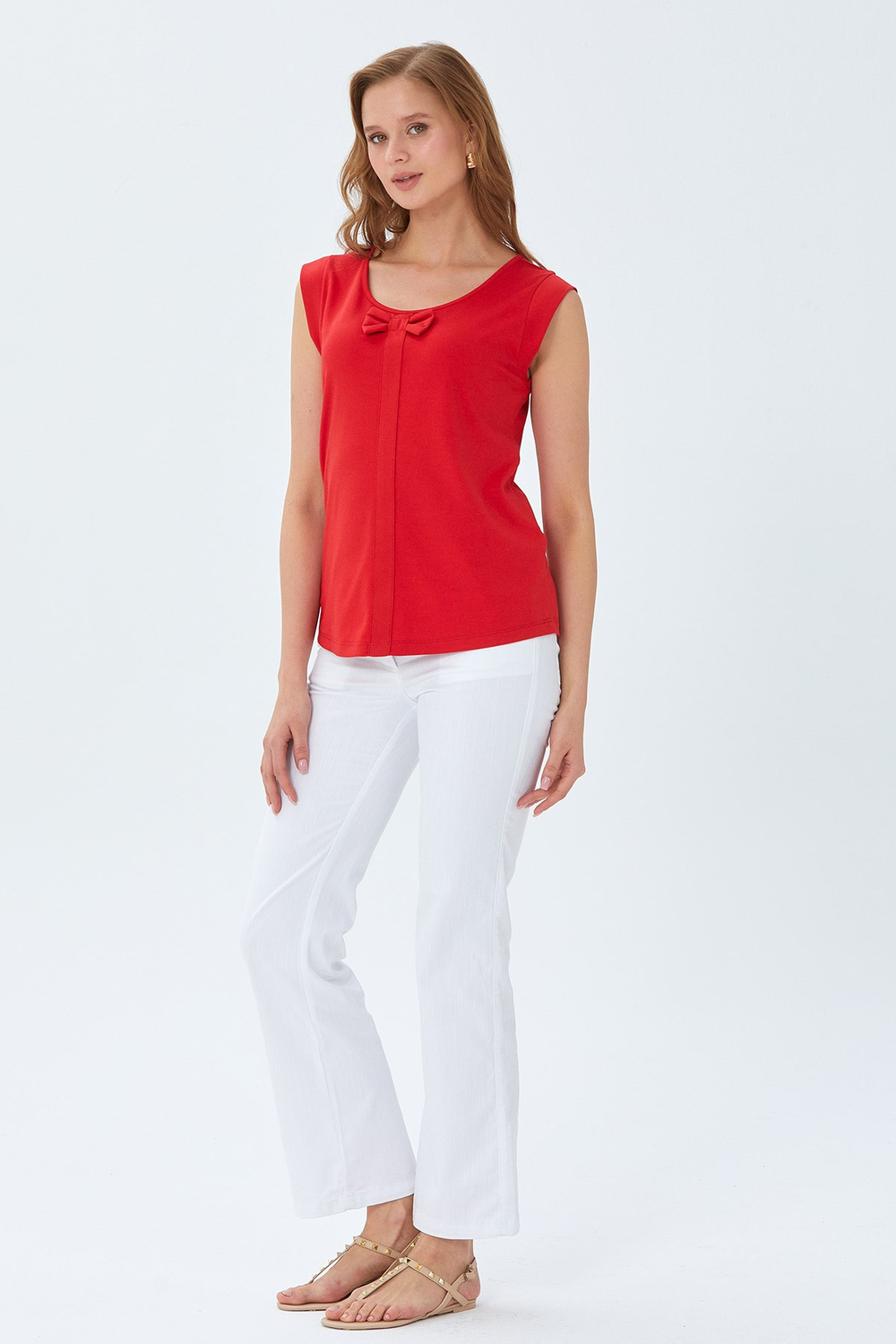 Yuvarlak Yaka Fiyonk Detaylı Bluz 026-1027