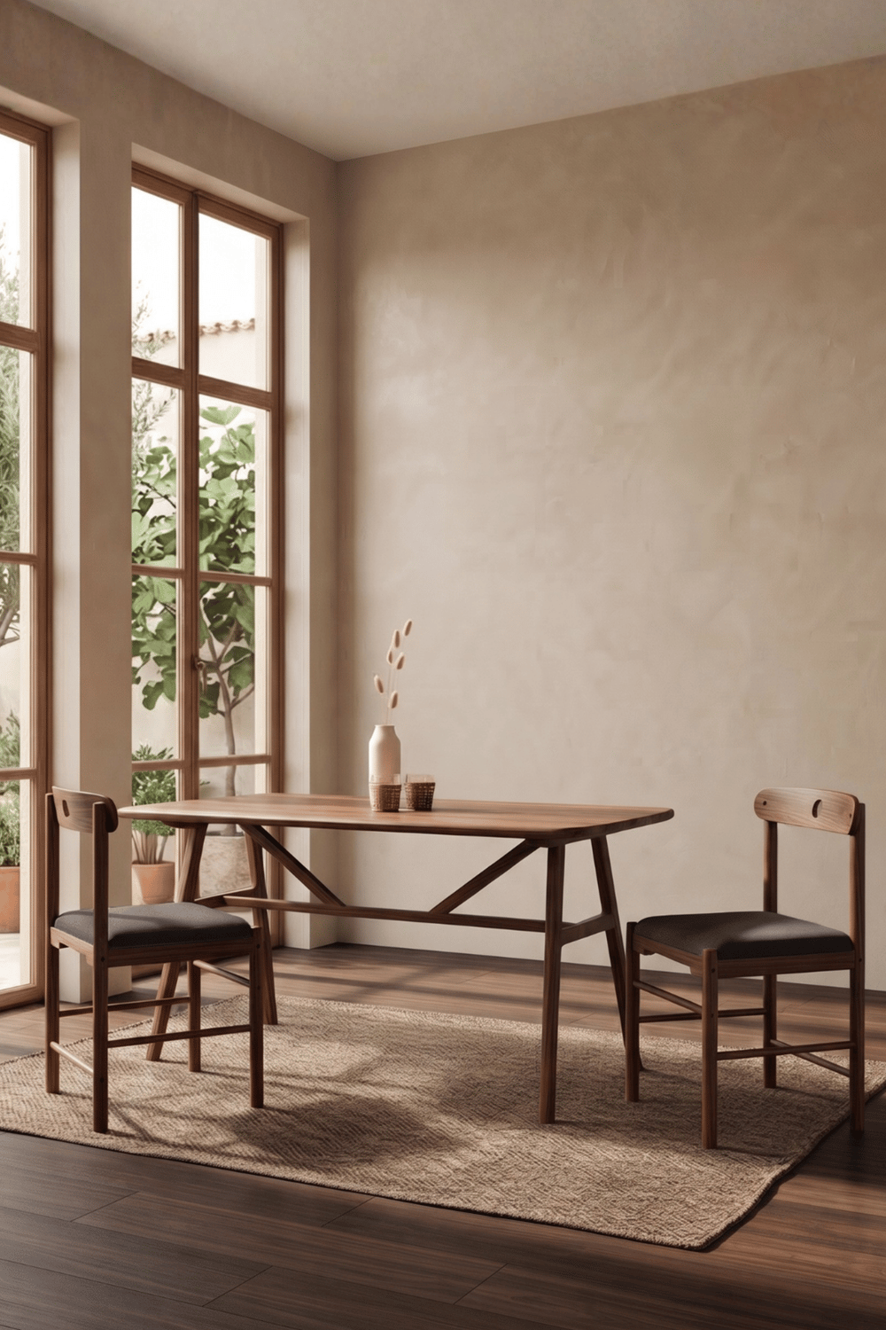 6 Kişilik Slim Ceviz Masa Takımı, 6 Adet Alaçatı Ceviz sandalye - 150x80
