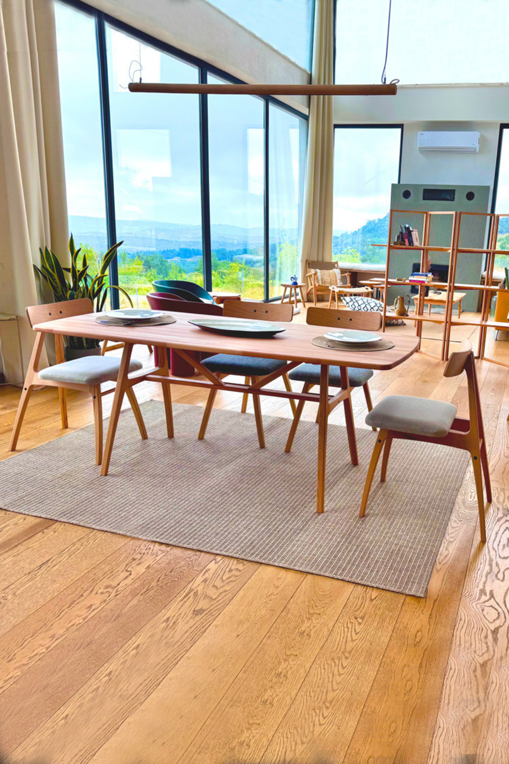 6 Kişilik Slim Masif Kayın Ahşap Masa Takımı, 6 Adet Slim Kayın Sandalye 150x80