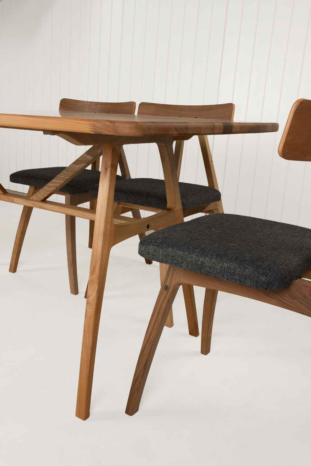 8 Kişilik Slim Masif Ceviz Ahşap Masa Takımı, 8 Adet Slim Ceviz Sandalye 180x80 cm 