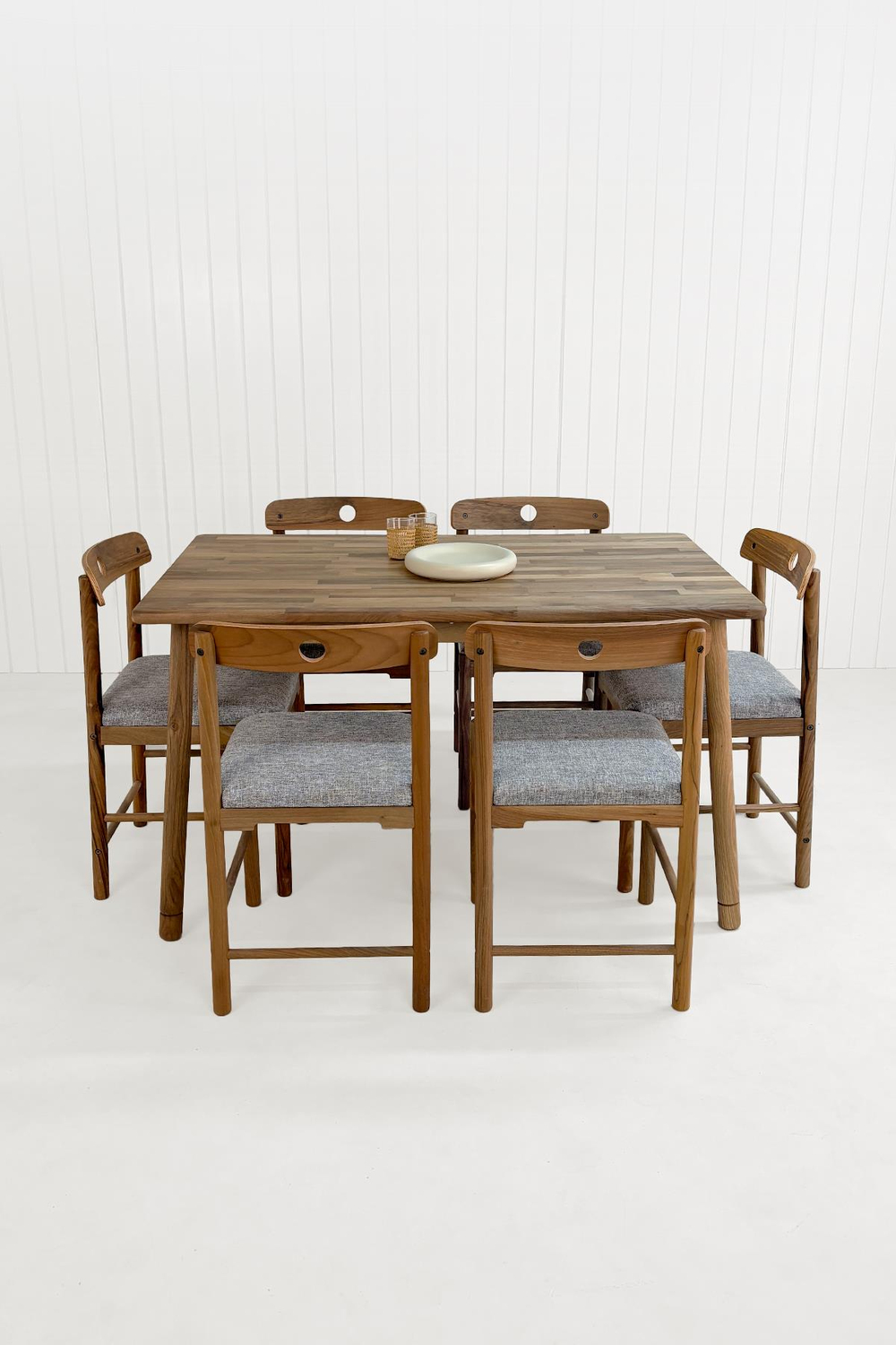 Alaçatı Masif Ceviz Ahşap Masa Takımı, 6 Sandalye  - 130x80