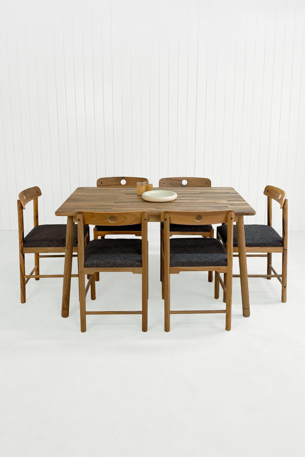 Alaçatı Masif Ceviz Ahşap Masa Takımı, 6 Sandalye  - 130x80