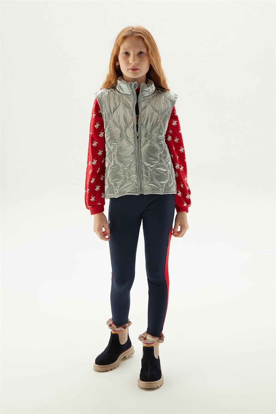 Beverly Hills Polo Club Kız Çocuk Gri Yelek