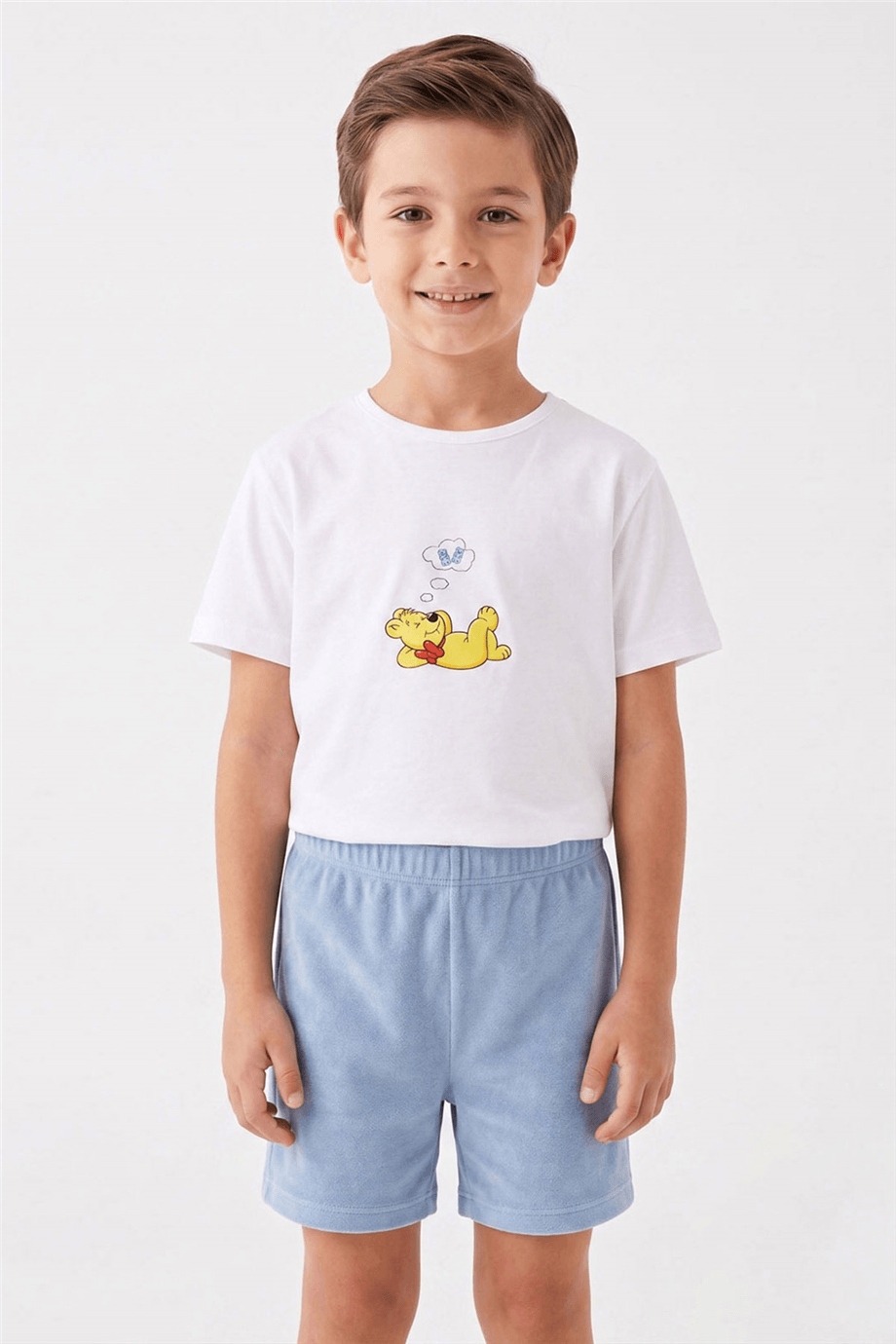 Haribo Erkek Çocuk Beyaz Mavi Pijama TakımHaribo Erkek Çocuk Beyaz Mavi Pijama Takım