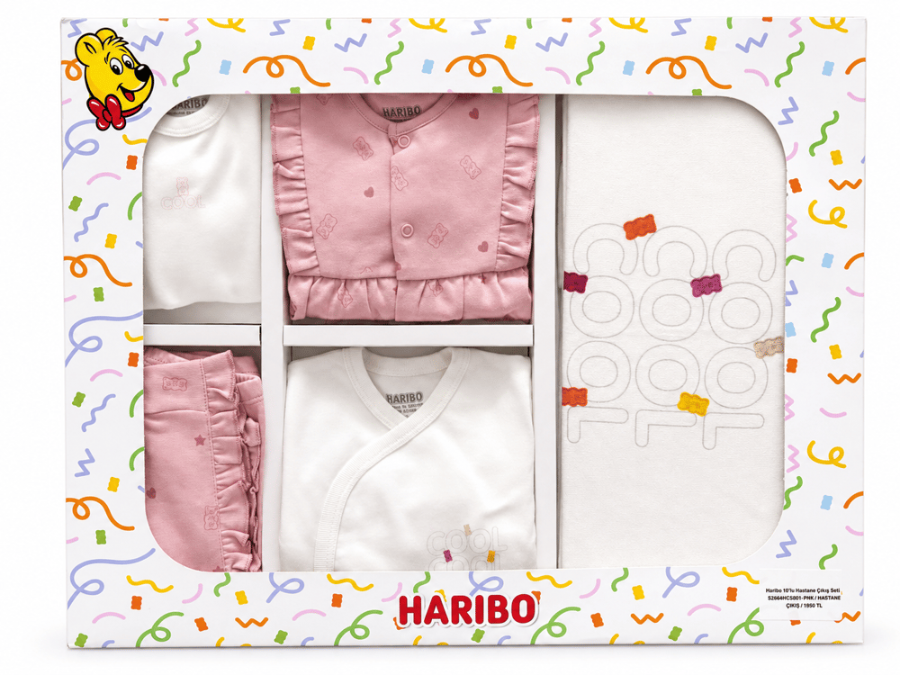 Haribo Kız Bebek Goldbear Desenli Hastane Çıkışı SetiHaribo Kız Bebek Goldbear Desenli Hastane Çıkışı Seti