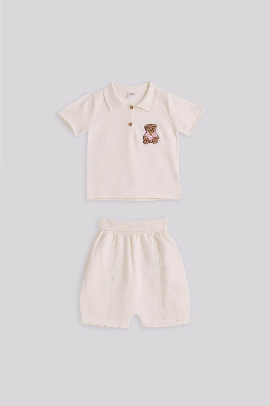 Layette Kız Bebek Beyaz Alt Üst Şort TakımLayette Kız Bebek Beyaz Alt Üst Şort Takım