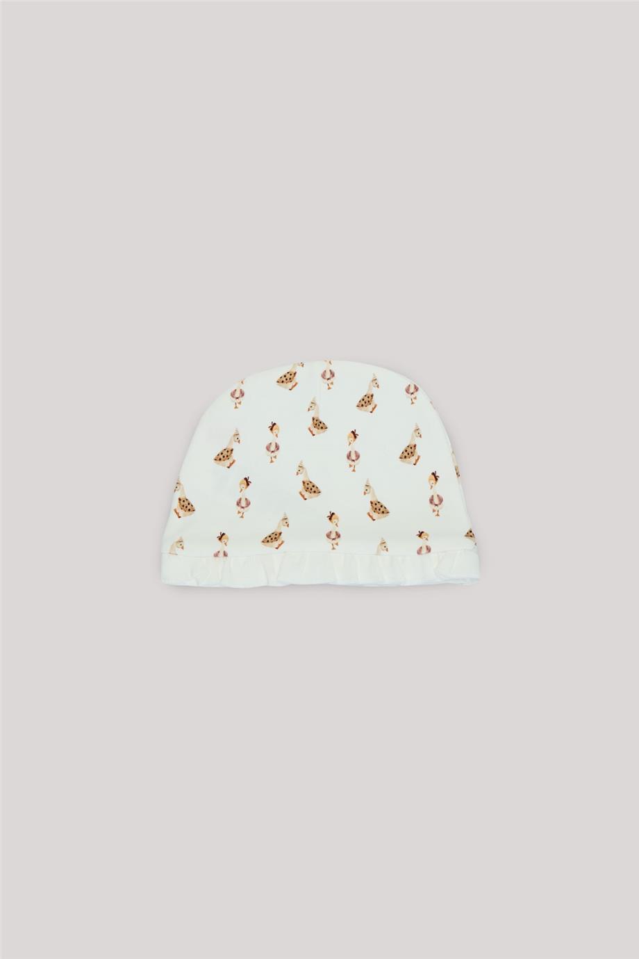 Layette Kız Bebek Desenli Bere
