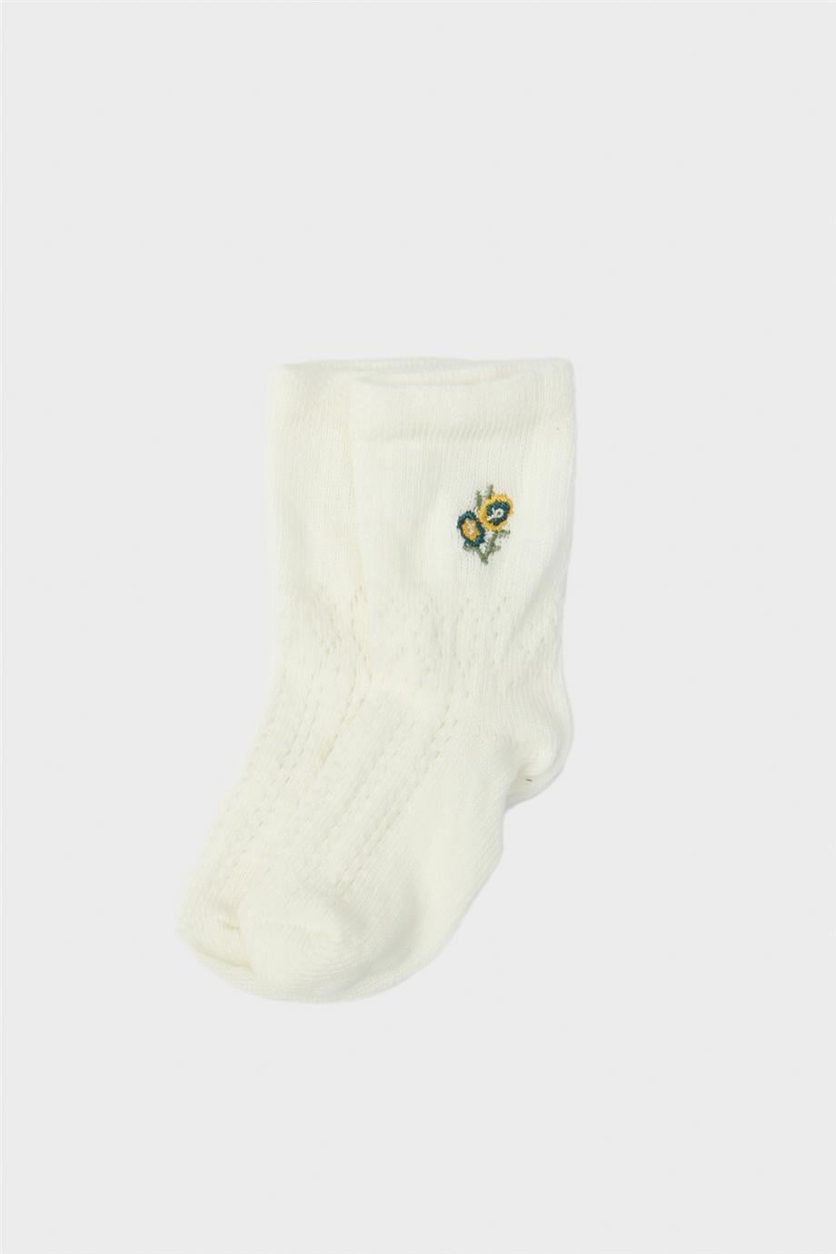 Layette Kız Bebek Ekru Çorap