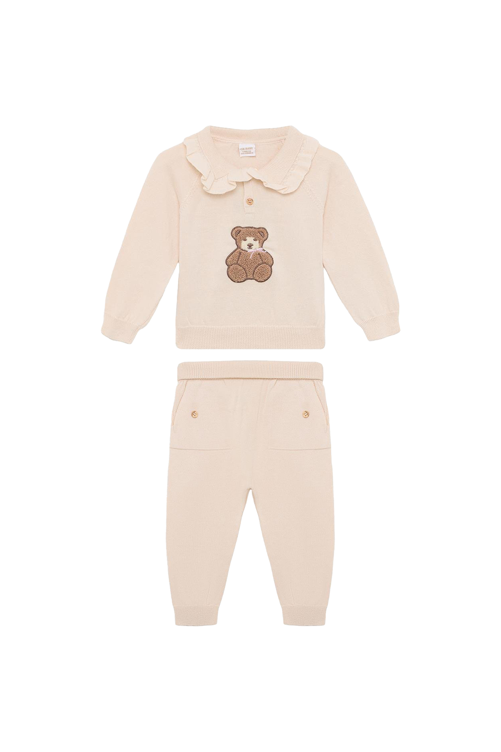 Layette Kız Bebek Ekru Triko TakımLayette Kız Bebek Ekru Triko Takım