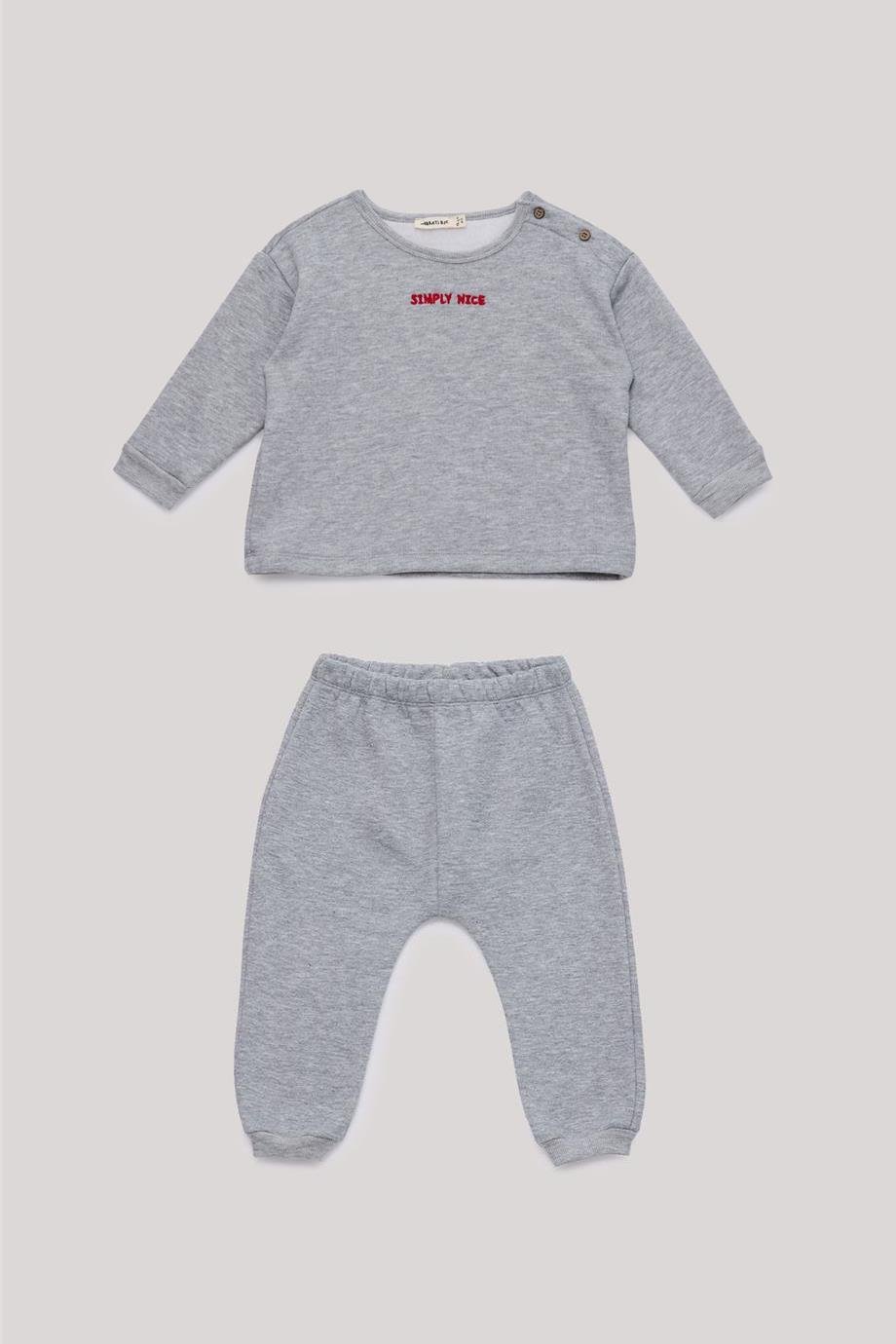 Nebbati Basic Erkek Bebek Gri Takım