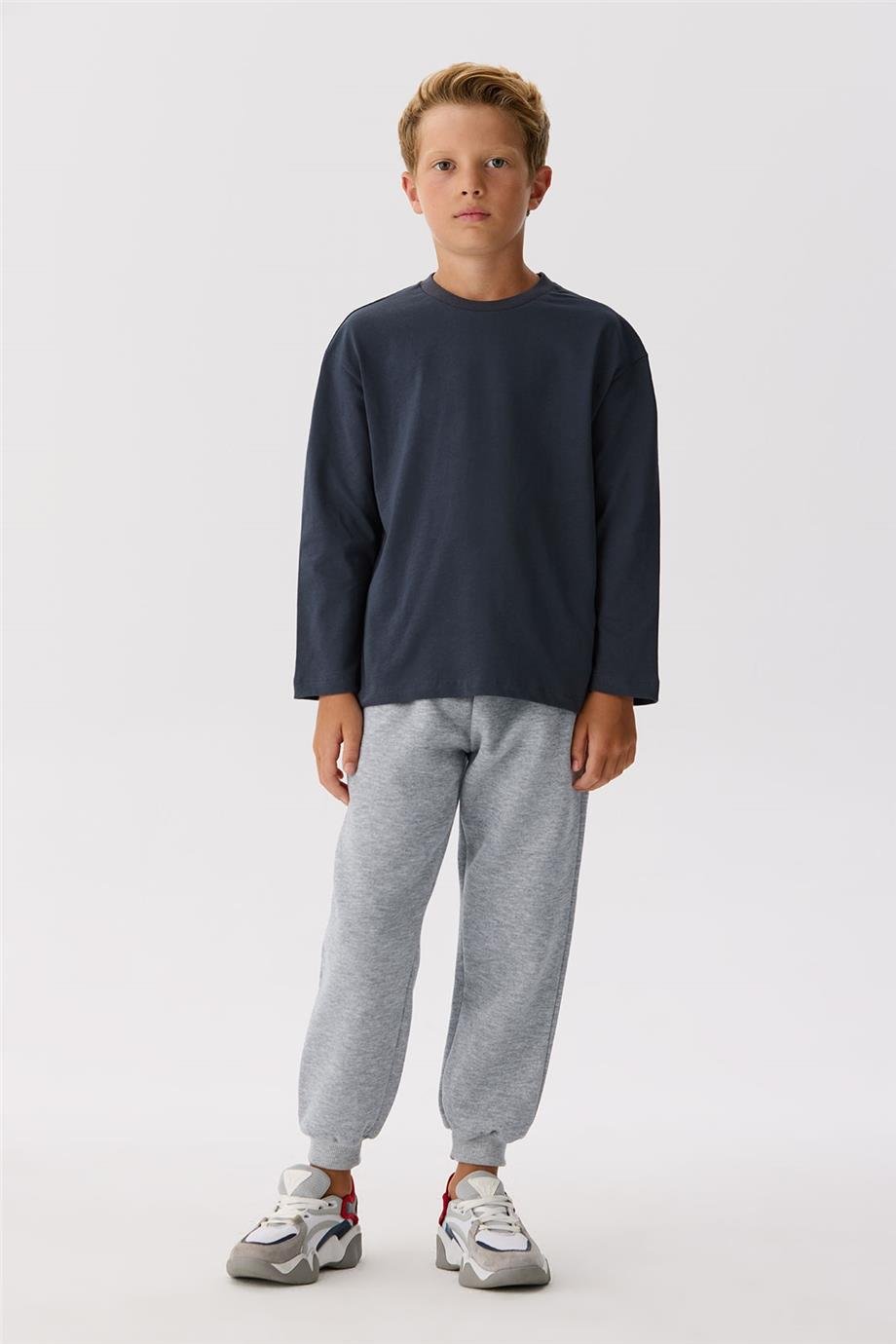 Nebbati Basic Erkek Çocuk Antrasit T-Shirt