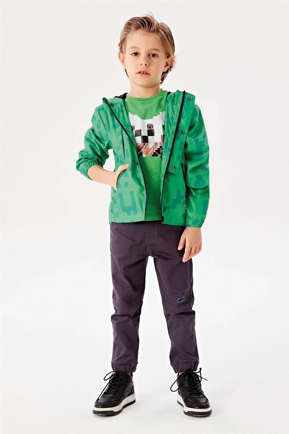 Nebbati Erkek Çocuk Yeşil Yağmurluk