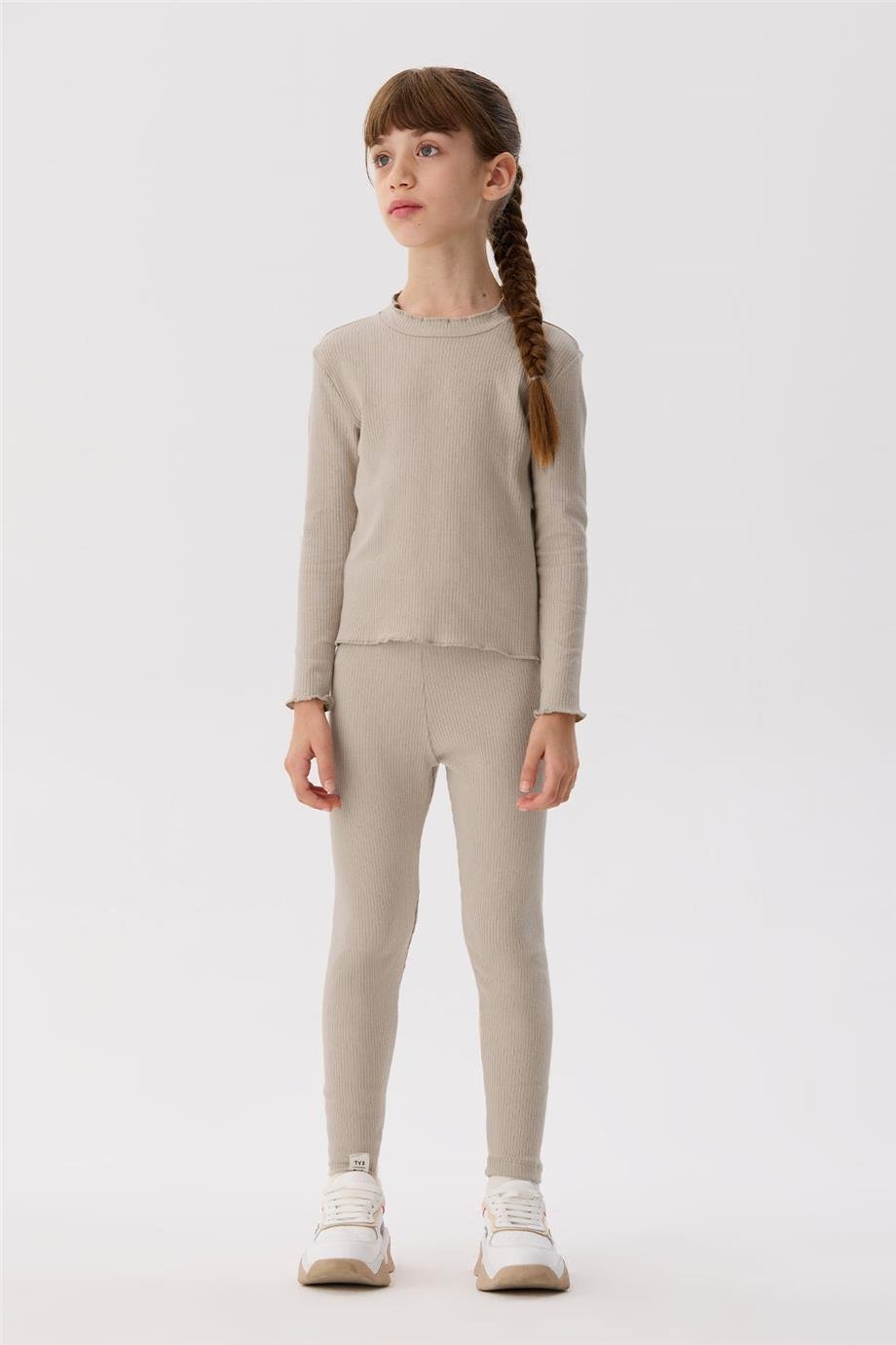 Tyess Basic Kız Çocuk Bej T-Shirt