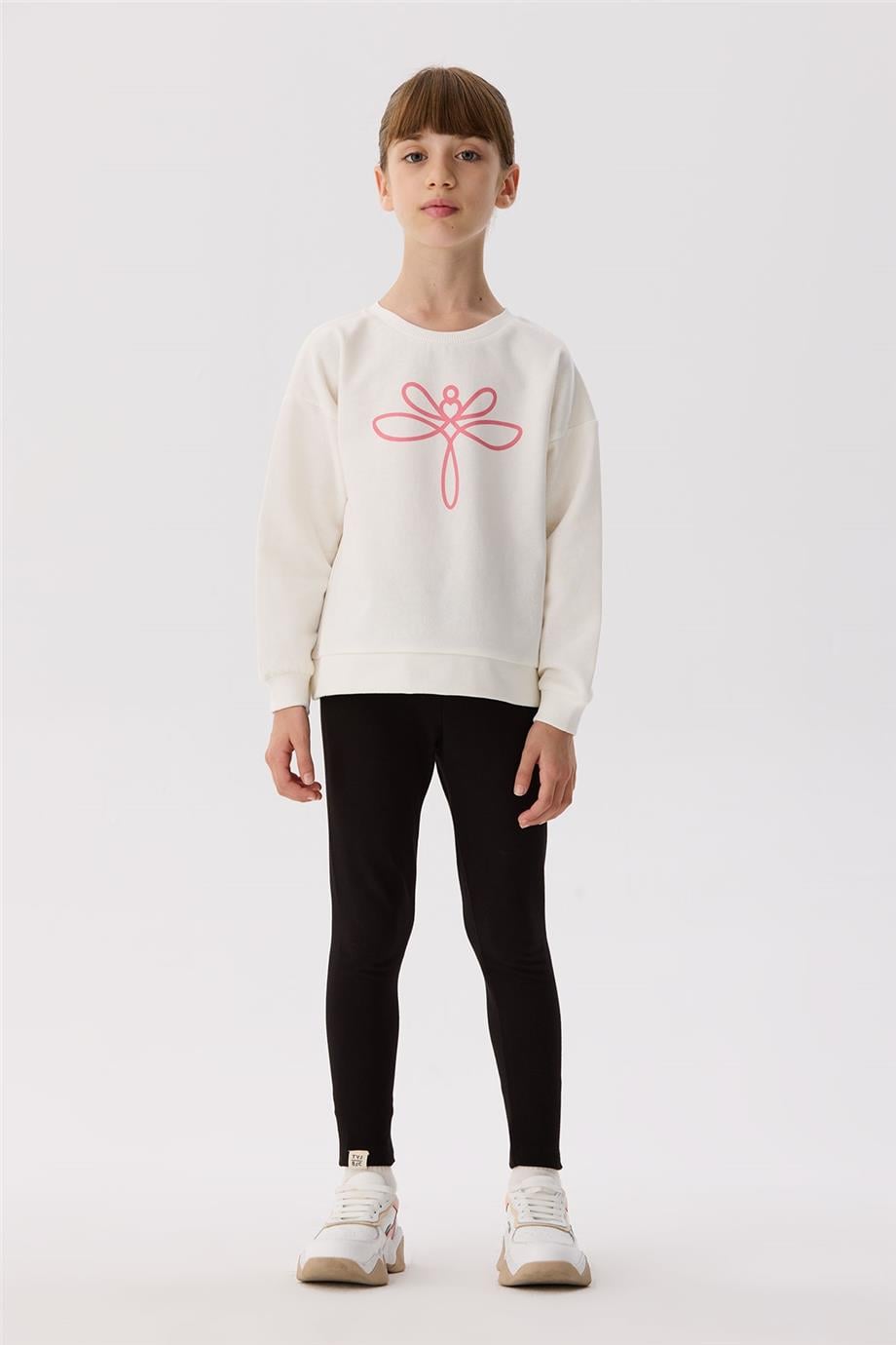 Tyess Basic Kız Çocuk Ekru Sweatshirt