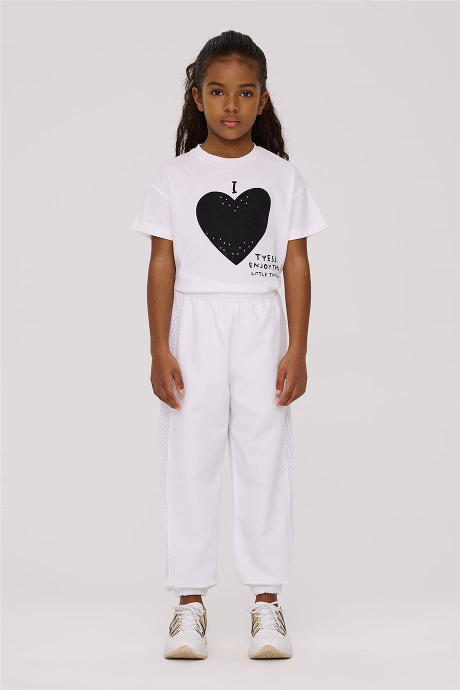 Tyess Kız Çocuk Beyaz Eşofman AltıTyess Kız Çocuk Beyaz Eşofman Altı
