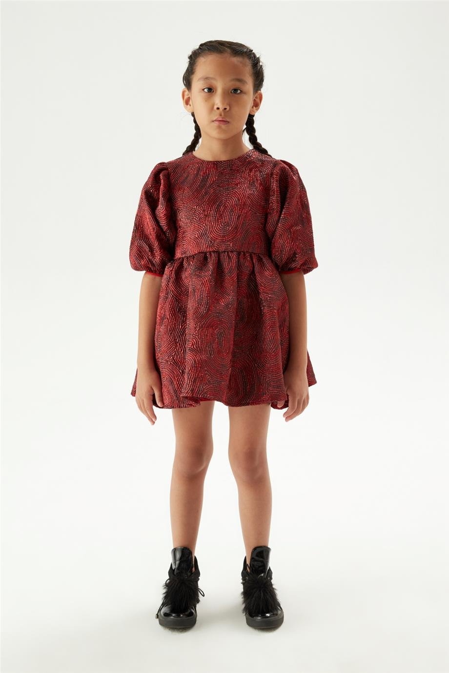 Tyess Kız Çocuk Bordo Elbise