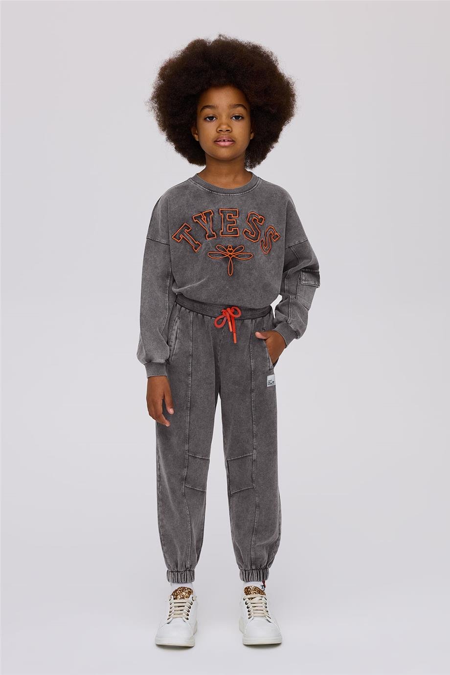 Tyess Kız Çocuk Gri Melanj Eşofman AltıTyess Kız Çocuk Gri Melanj Eşofman Altı