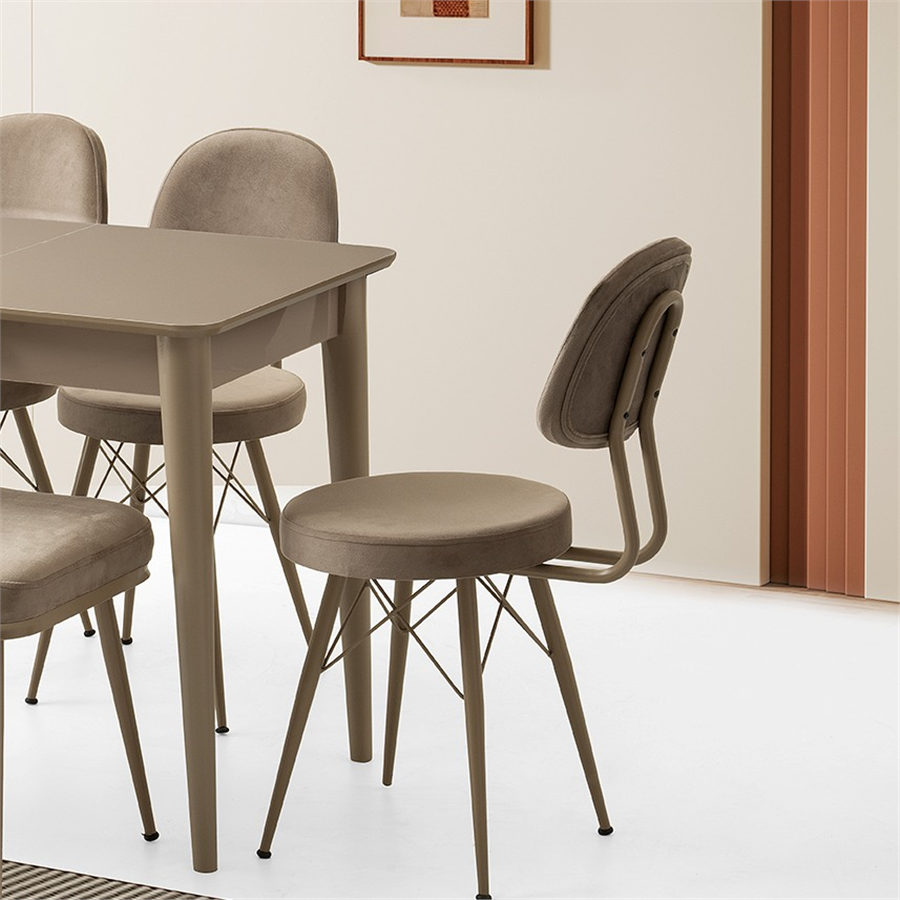60x100+25 MİLANO HG CAPPİCİNO MASA + 4 ECE SANDALYE + BENCH TAKIMI