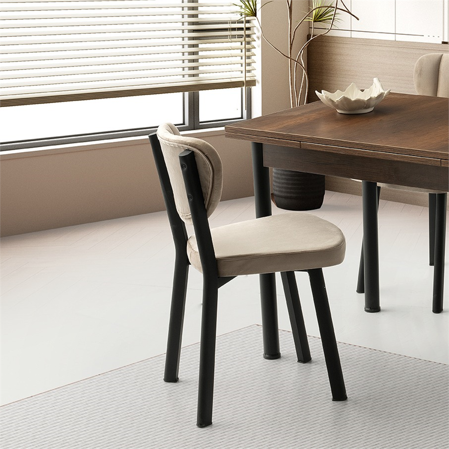 70x110+60 SMART BAROK CEVİZ MASA + 4 ESİNTİ SANDALYE TAKIMI